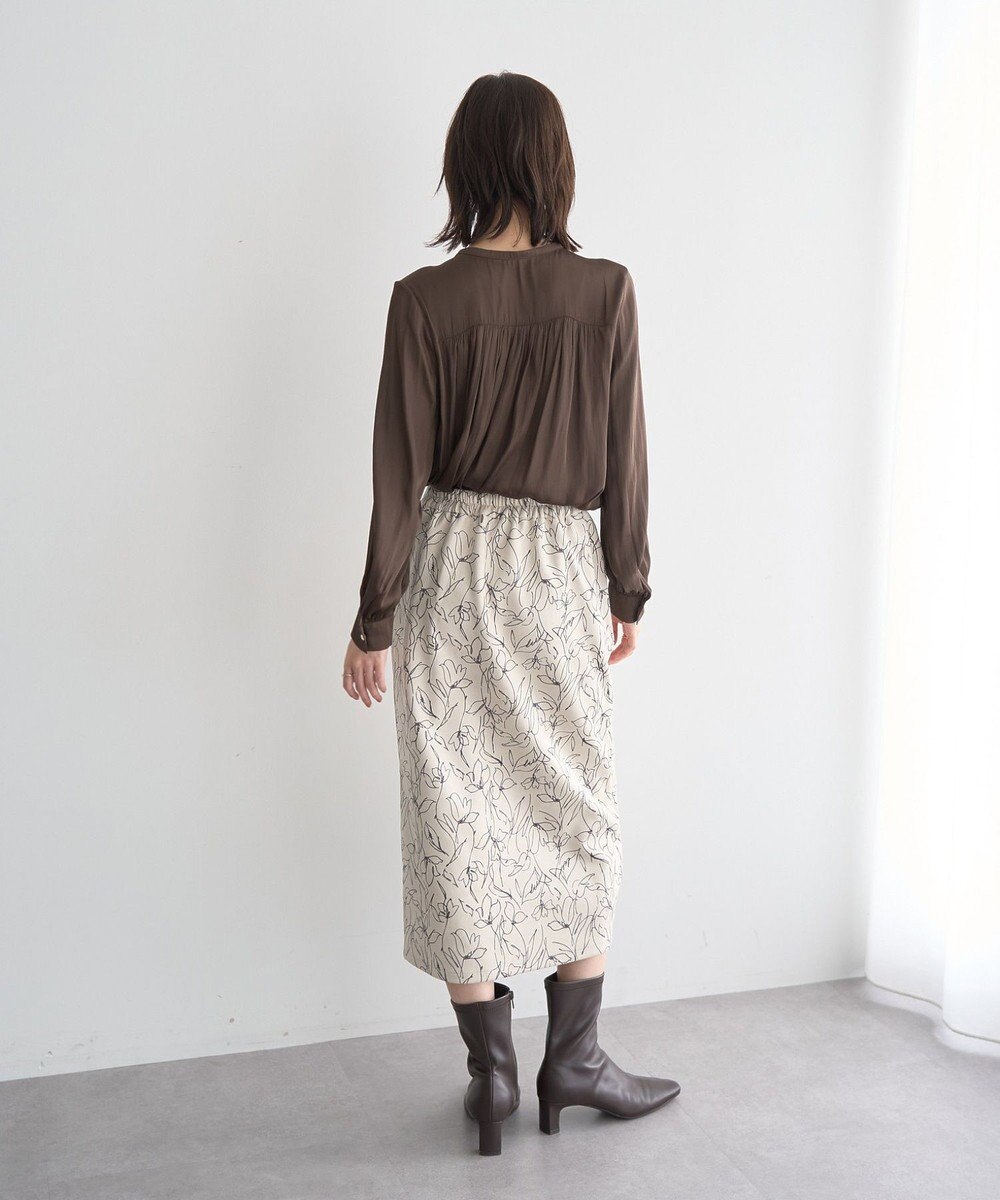 YECCA VECCA ラインフラワー柄フェイクスエードスカート 