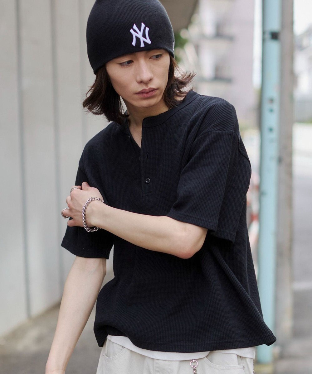 WEGO 【ユニセックス着用ITEM/MLサイズ展開】ワッフルヘンリーネックT（SS） 