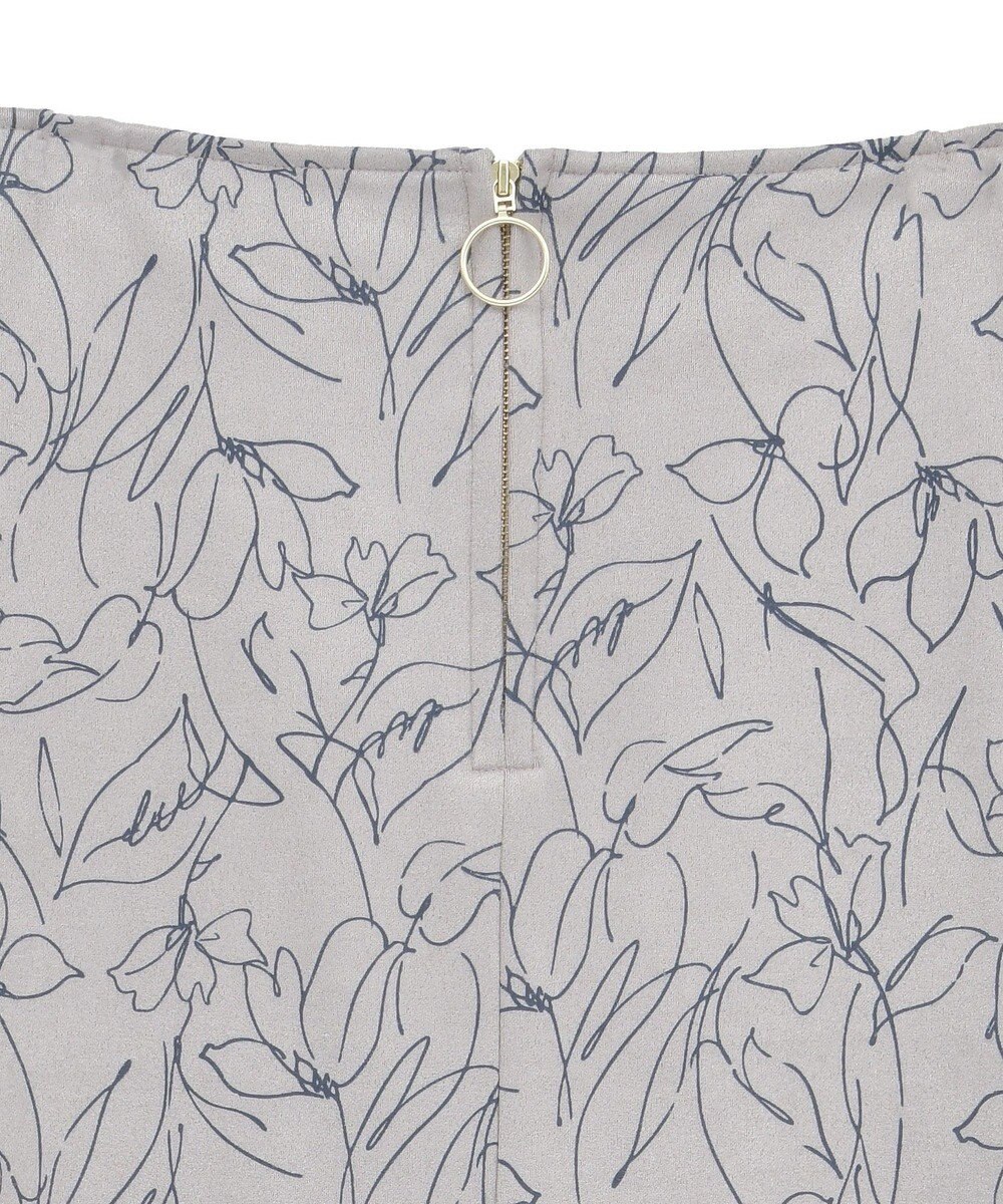 YECCA VECCA ラインフラワー柄フェイクスエードスカート 