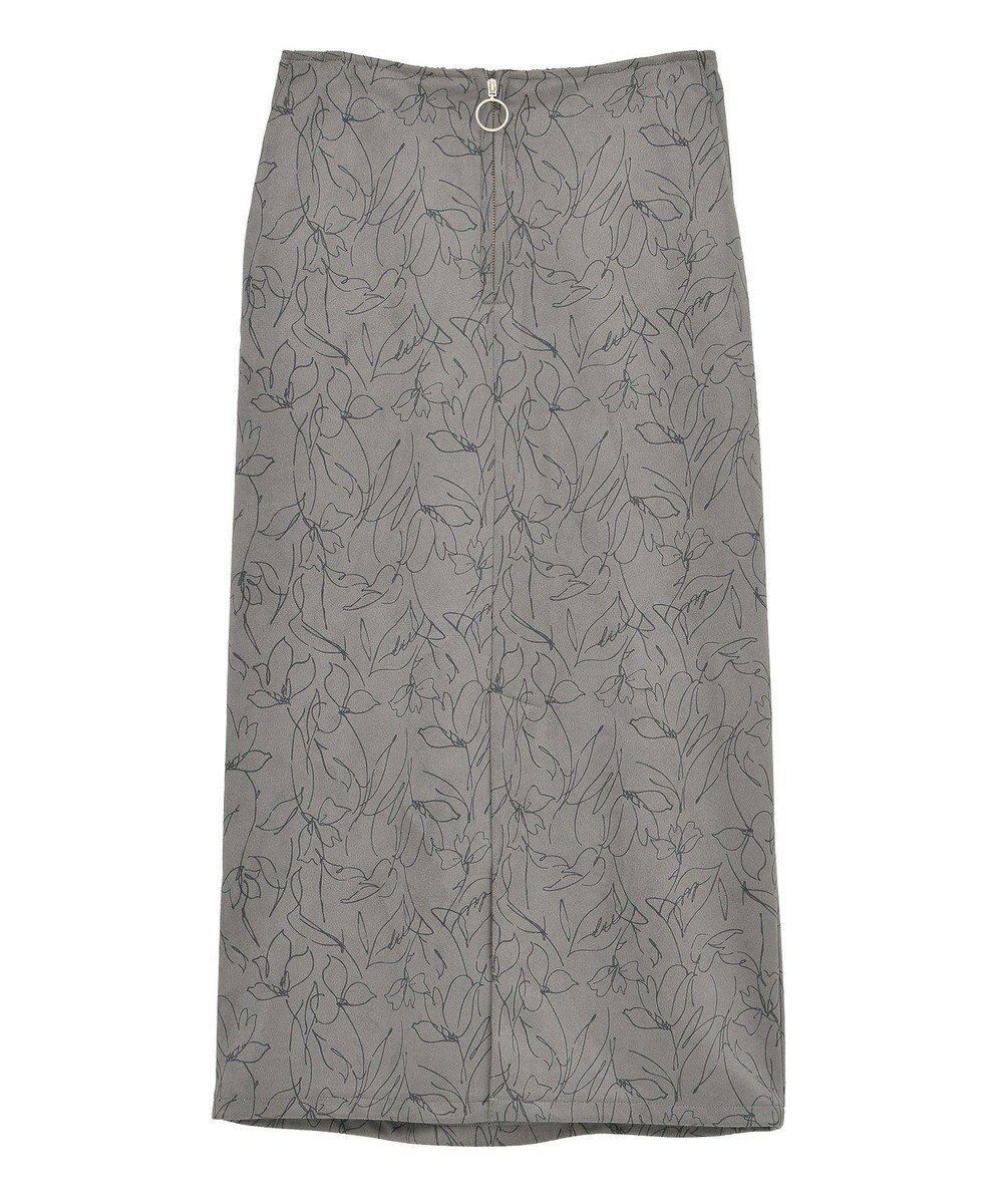 YECCA VECCA ラインフラワー柄フェイクスエードスカート 