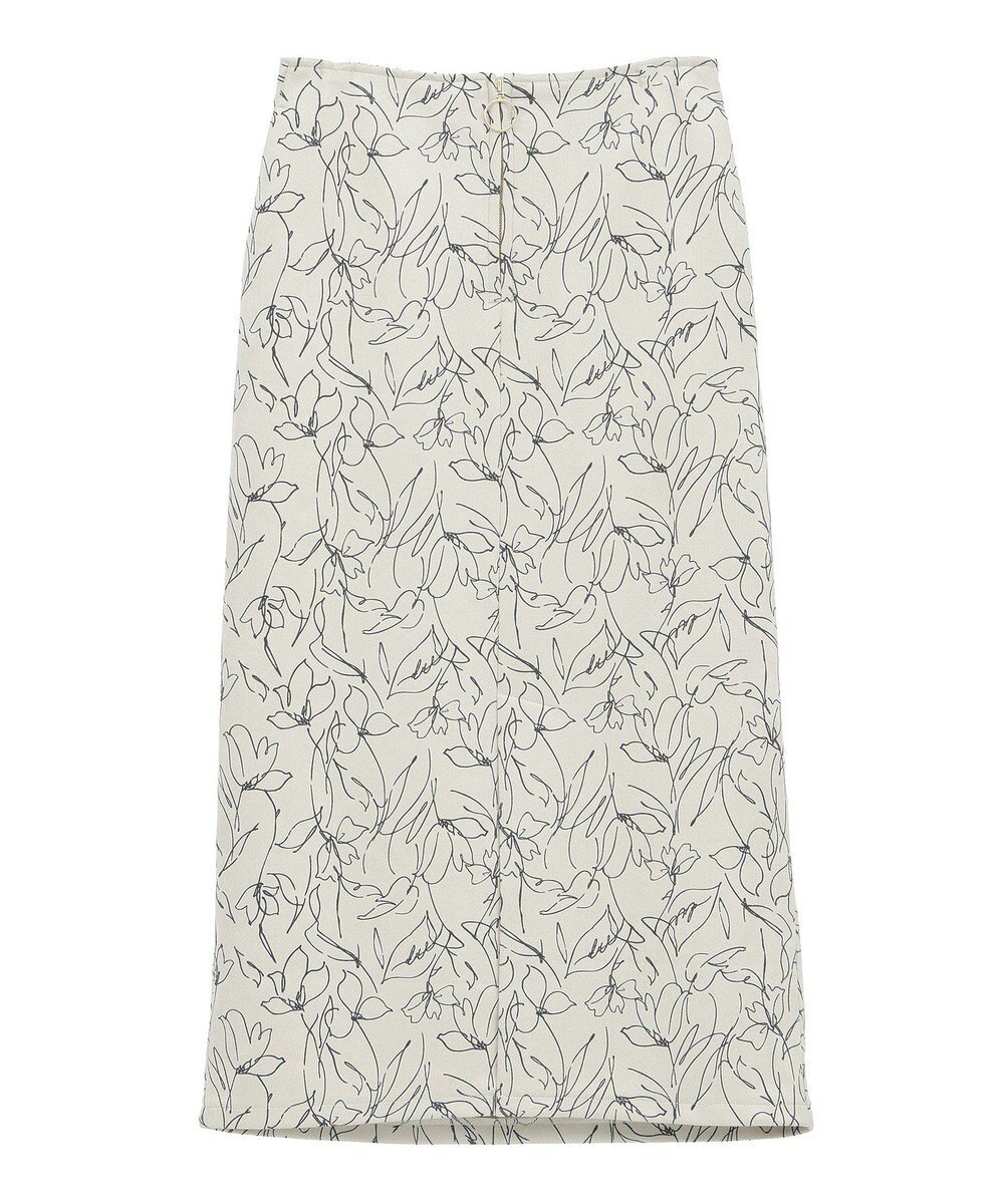 YECCA VECCA ラインフラワー柄フェイクスエードスカート 