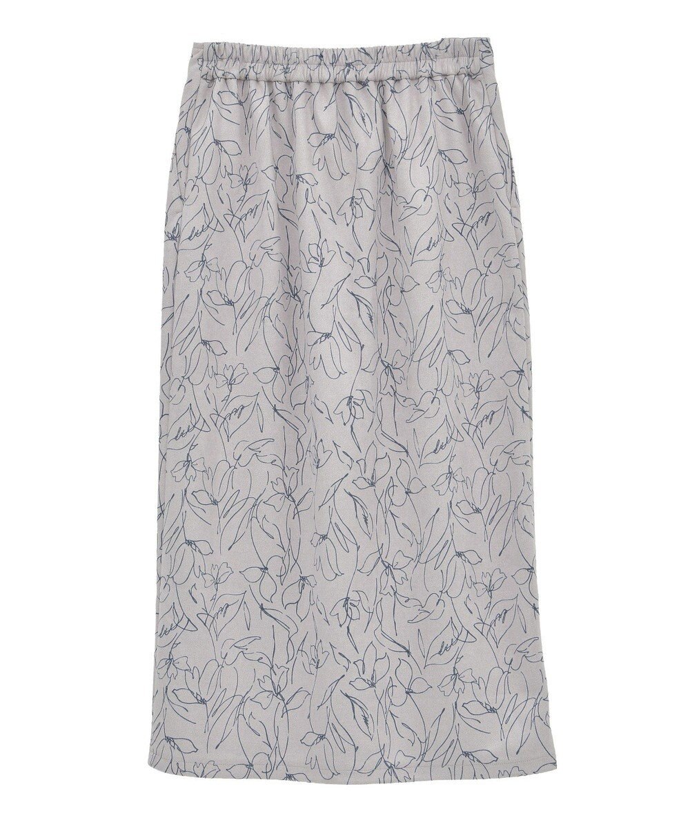 YECCA VECCA ラインフラワー柄フェイクスエードスカート 