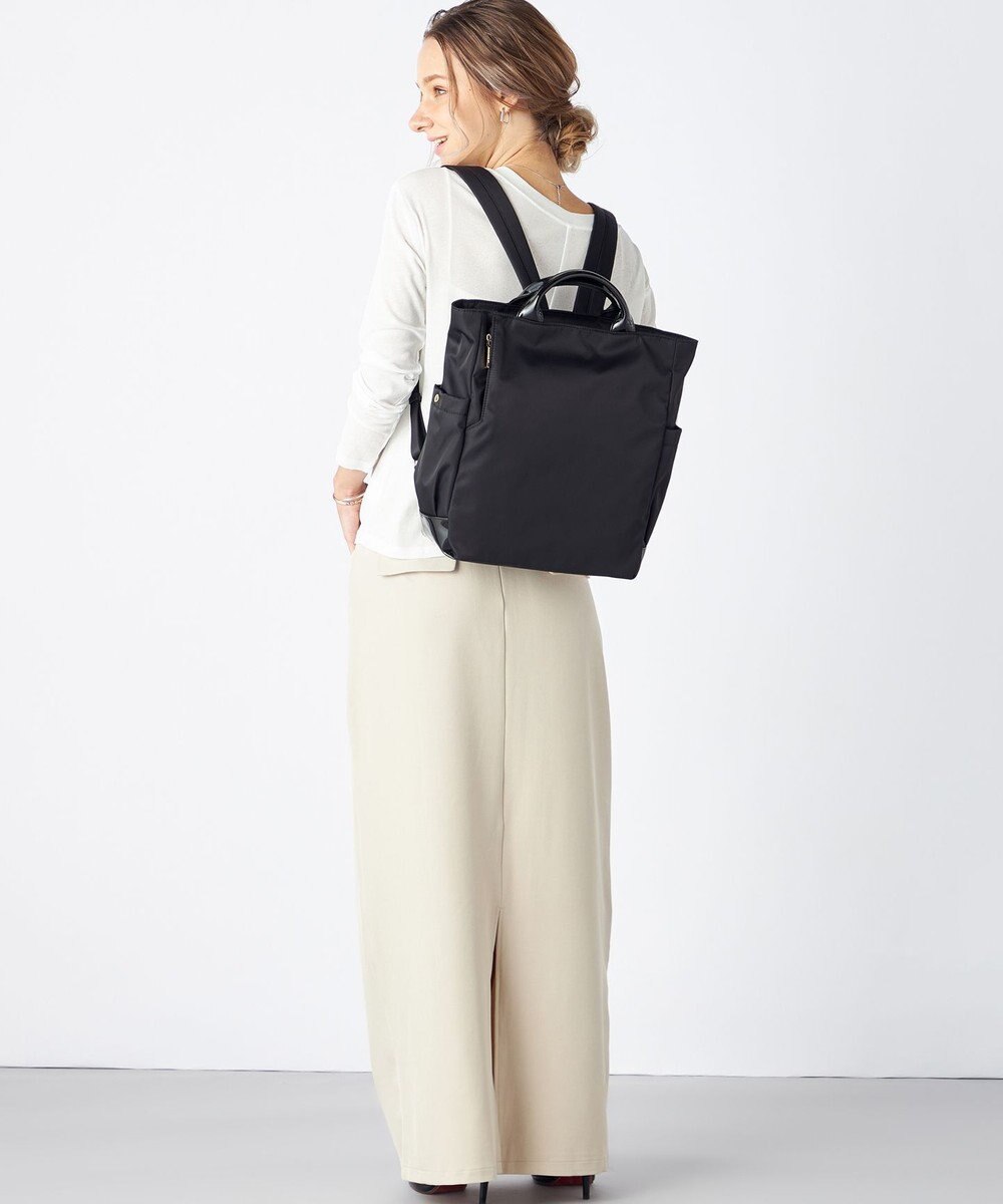 LA BAGAGERIE ツイルナイロン×エナメル リュックサック 