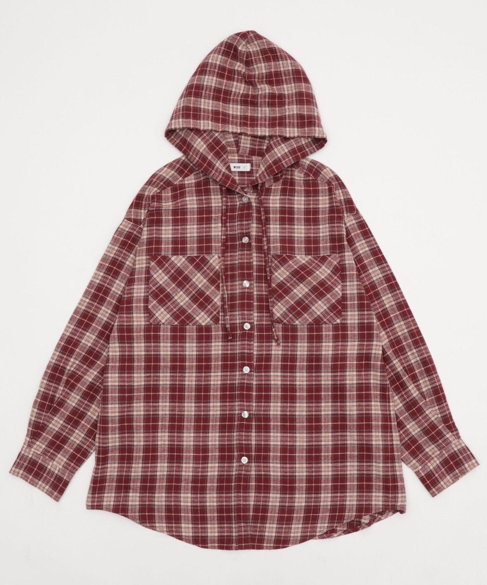 WEGO 【25年秋冬新作】チェックフードBIGネルシャツ 