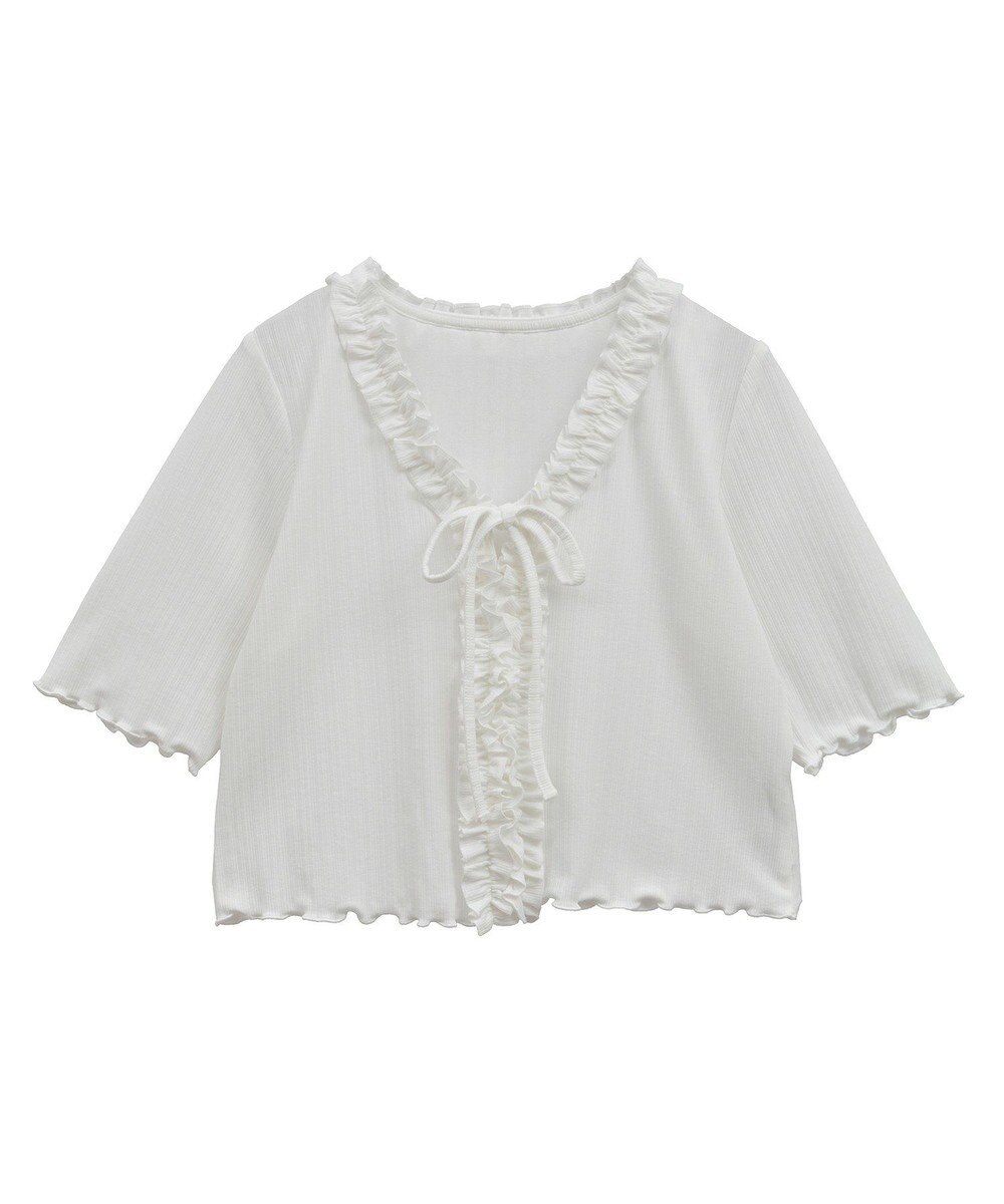 earth music&ecology フリルカットリブカーディガン 