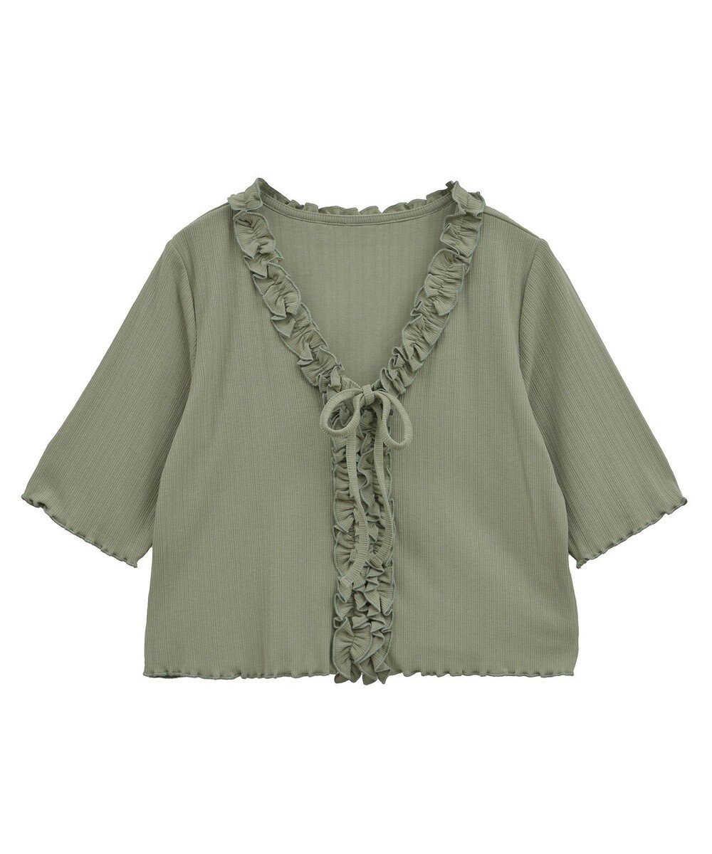 earth music&ecology フリルカットリブカーディガン 