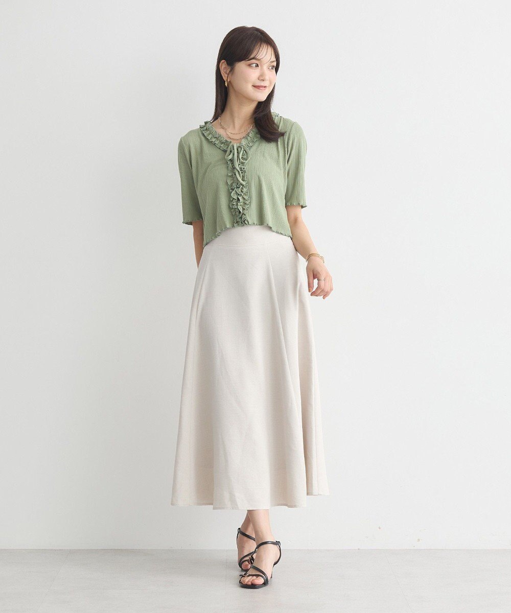 earth music&ecology フリルカットリブカーディガン 