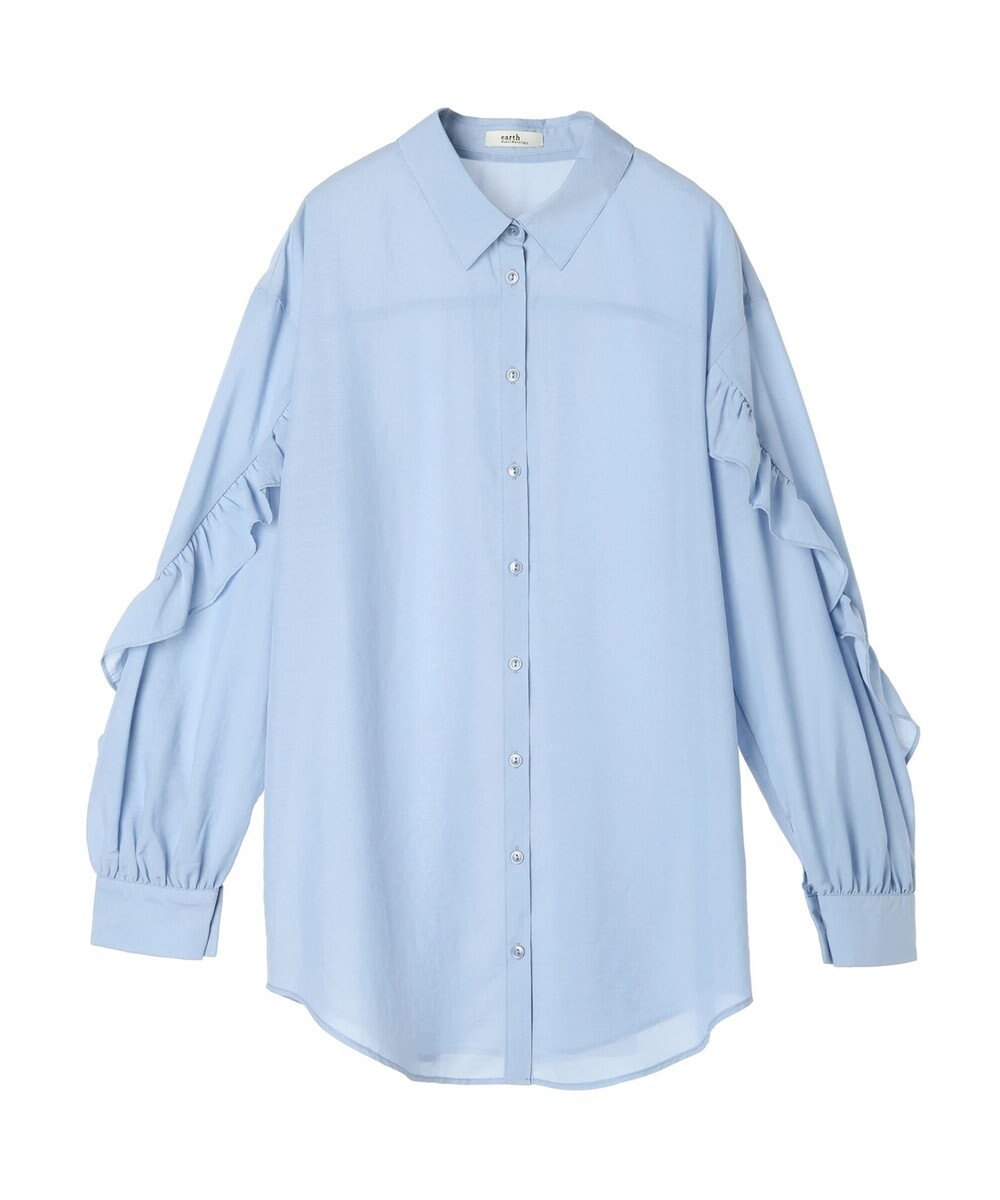 earth music&ecology フリルスリーブシャツ 