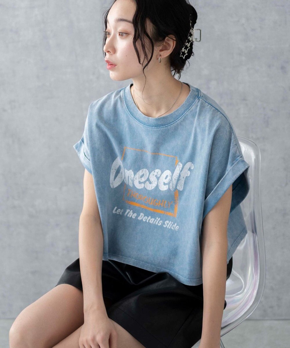 WEGO 【洗える】ヴィンテージウォッシュロールアップショートTシャツ 
