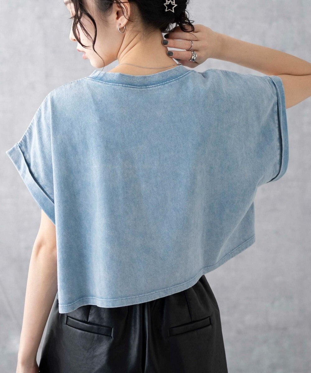 WEGO 【洗える】ヴィンテージウォッシュロールアップショートTシャツ 