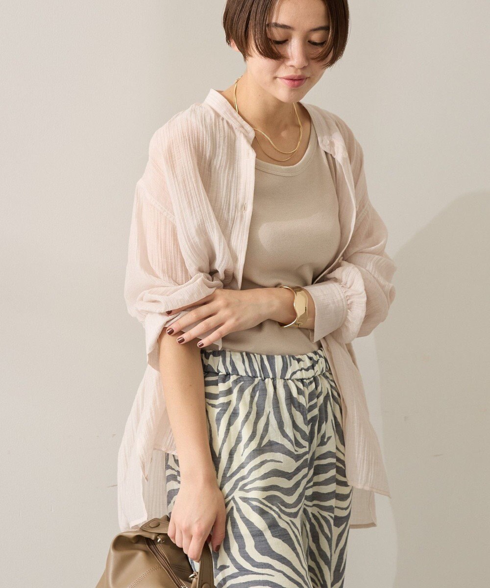 AMERICAN HOLIC 楊柳シアーバンドカラーシャツ 