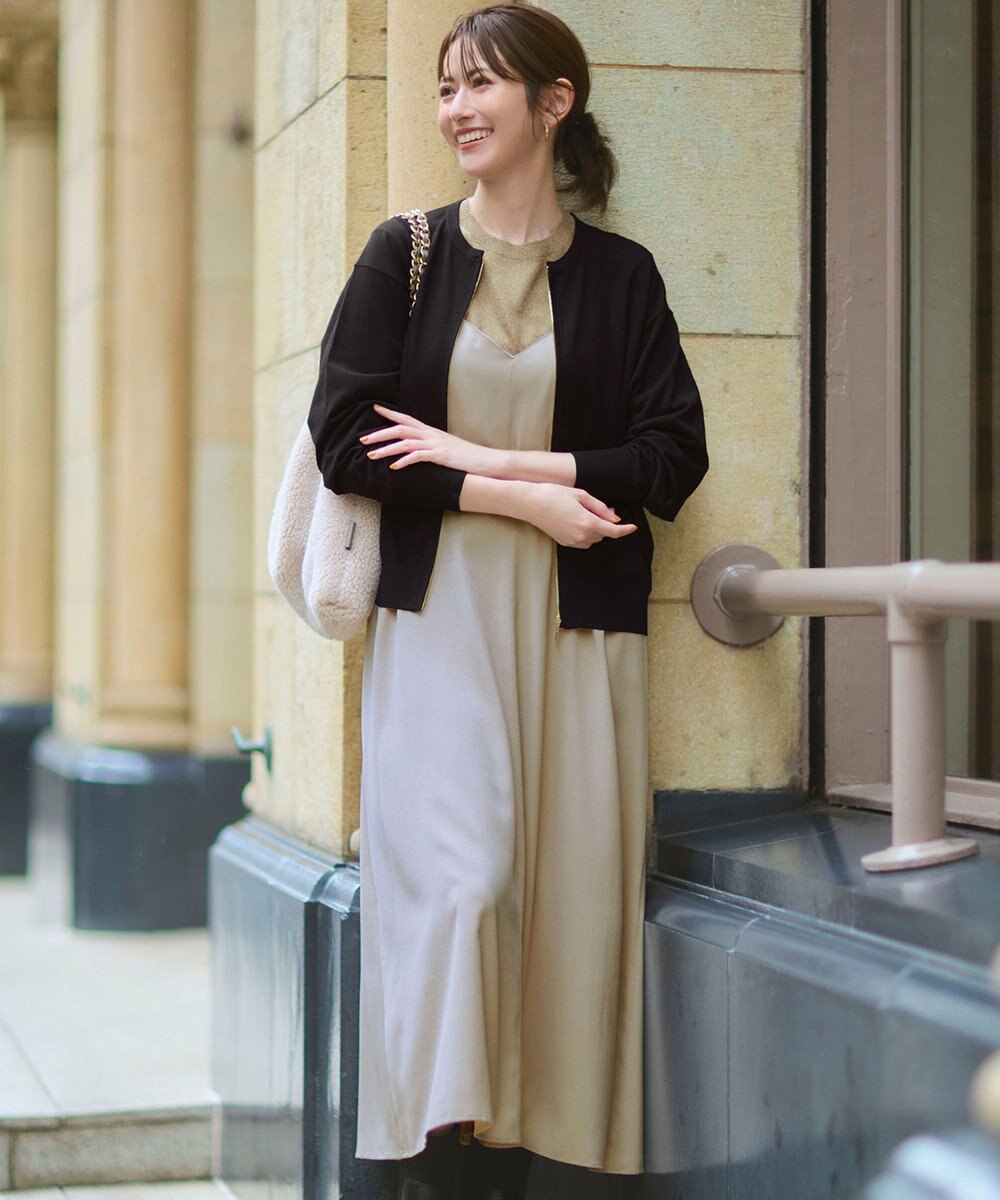 23区 L 【見上愛さん着用/洗える】スエーディーサテン キャミソール ワンピース 