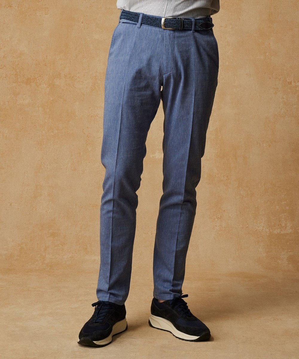 JOSEPH ABBOUD 【キングサイズ・ウエストも伸びる/清涼/ストレッチ】ストレッチリネンシャンブレーパンツ 