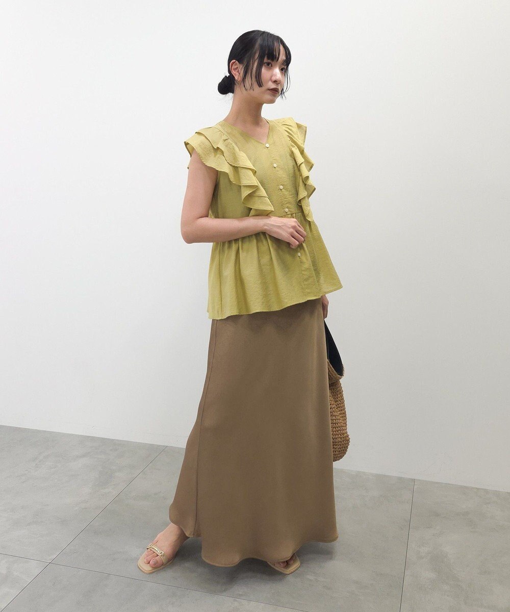 Green Parks フリルノースリーブブラウス 