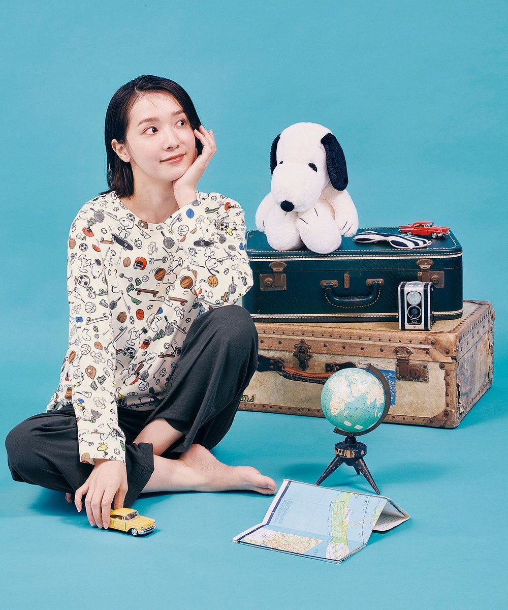 WACOAL PEANUTS パジャマ 長袖 長ズボン 綿100%(本体) スヌーピー レディース FDX561 /ワコール 