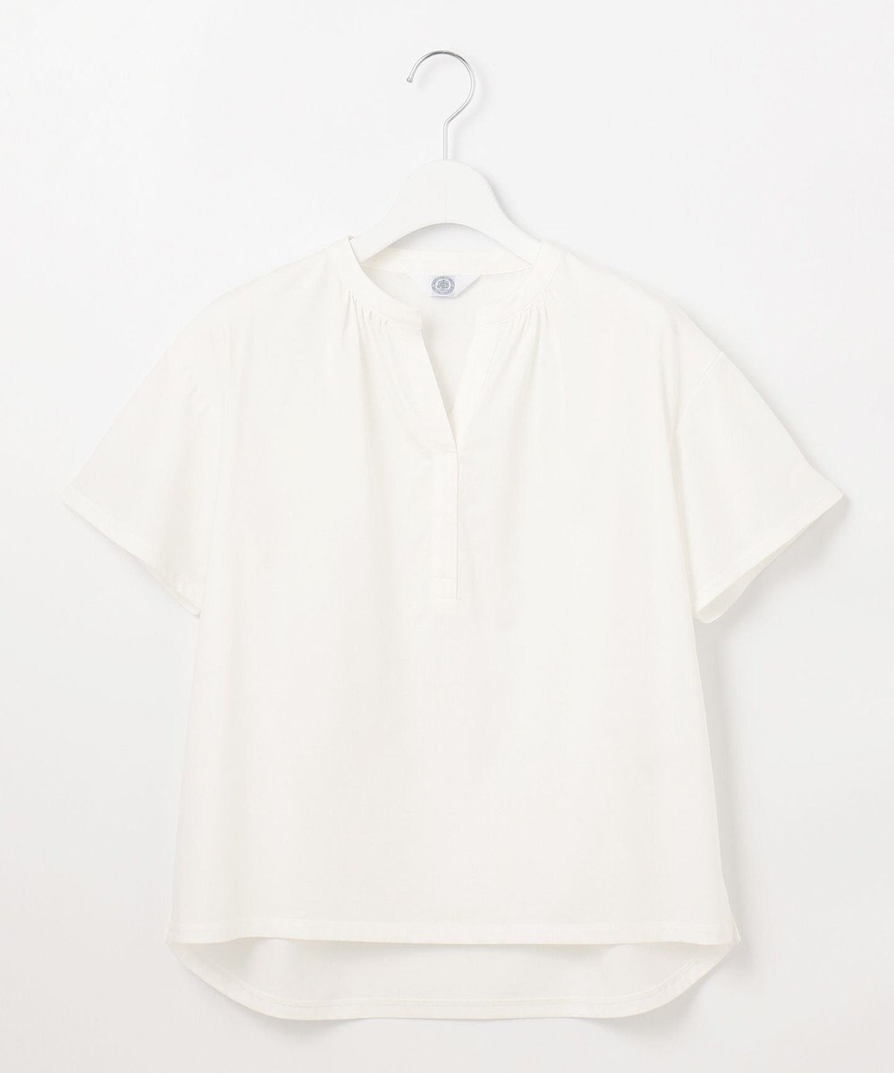 J.PRESS LADIES 【洗える・接触冷感】プレーティングジャージー バンドカラー カットソー 