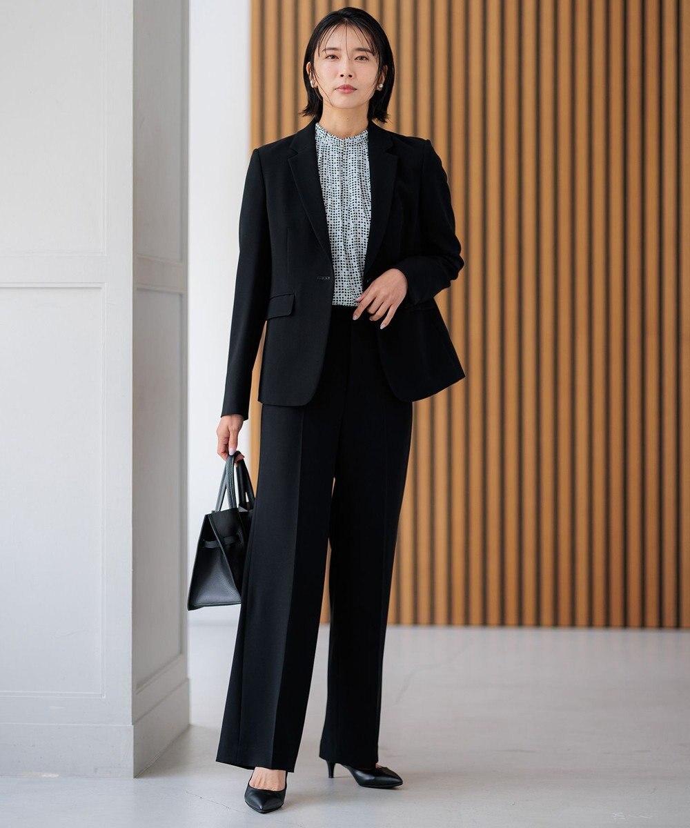 23区 【セットアップ対応/洗える】トリアセダブルジョーゼット テーラード ジャケット 