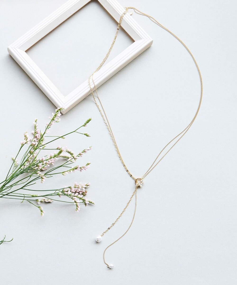 Phoebe 【長さ調整可能】Y字ネックレス/2wayアレンジパールラリエットネックレス ゴールド 