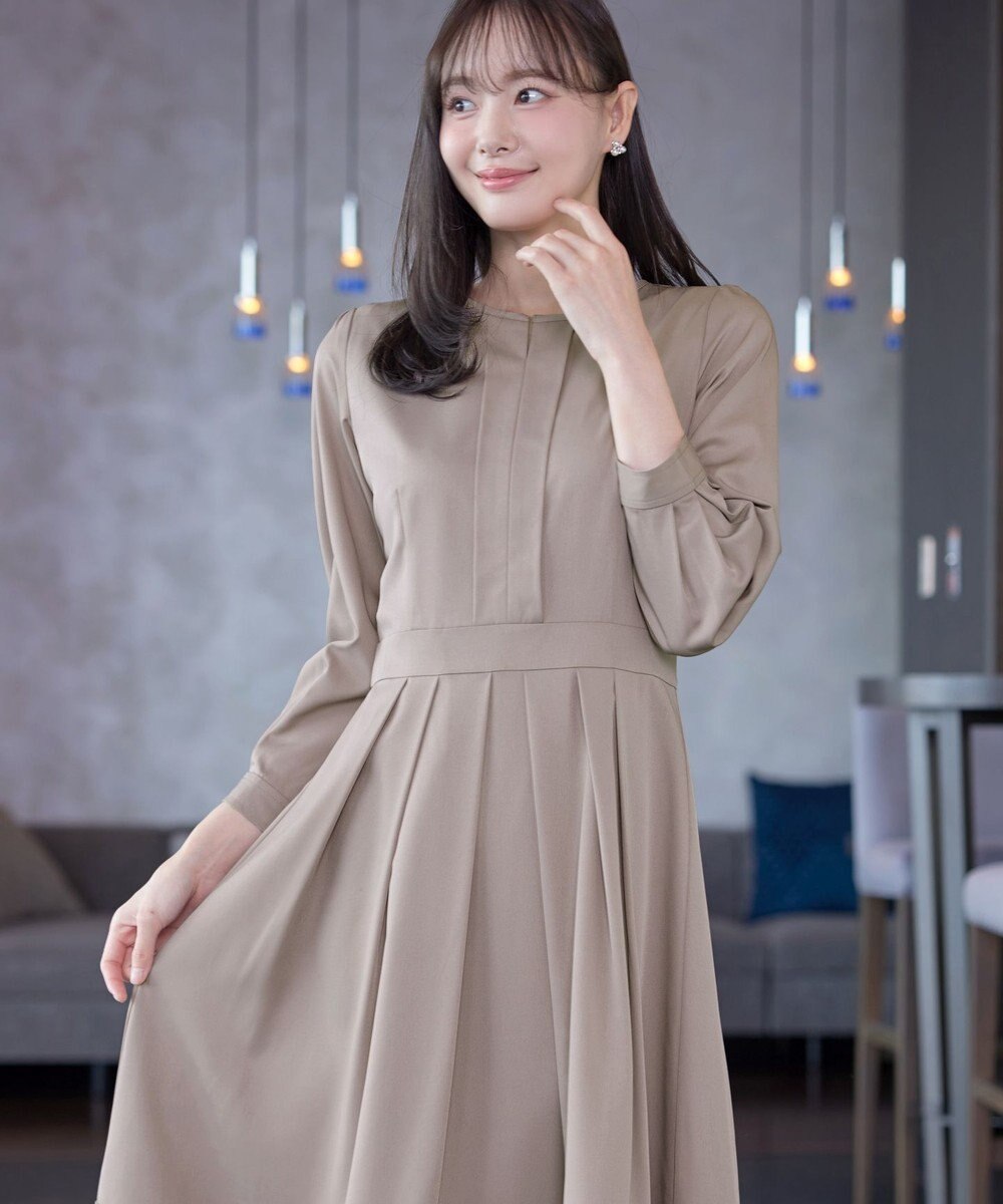 Tiaclasse L 【セレモニー・新色追加】キーネックフレアワンピース 