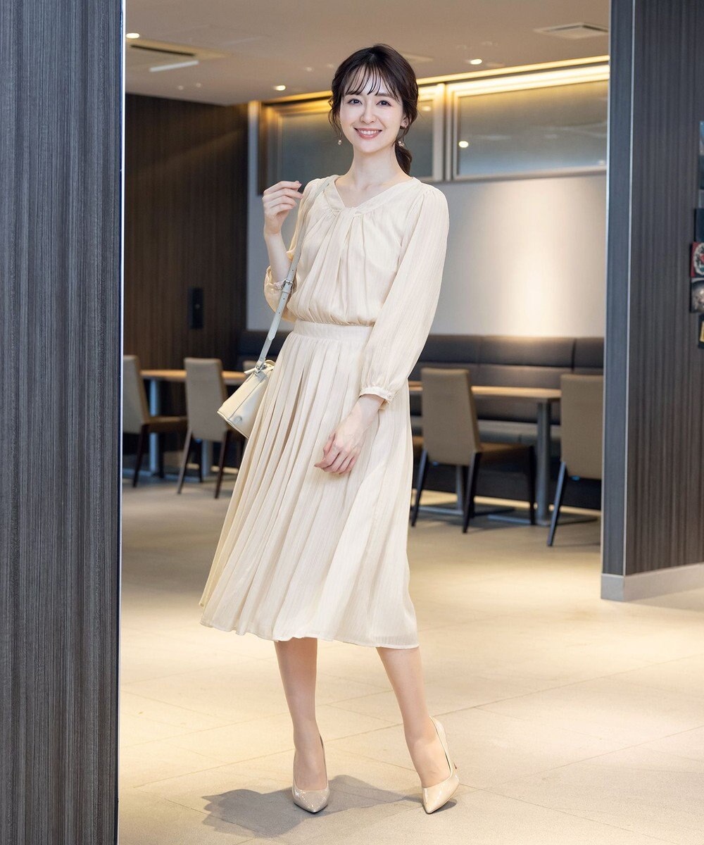 Tiaclasse L 【新色追加・洗える】シフォンギャザーワンピース 