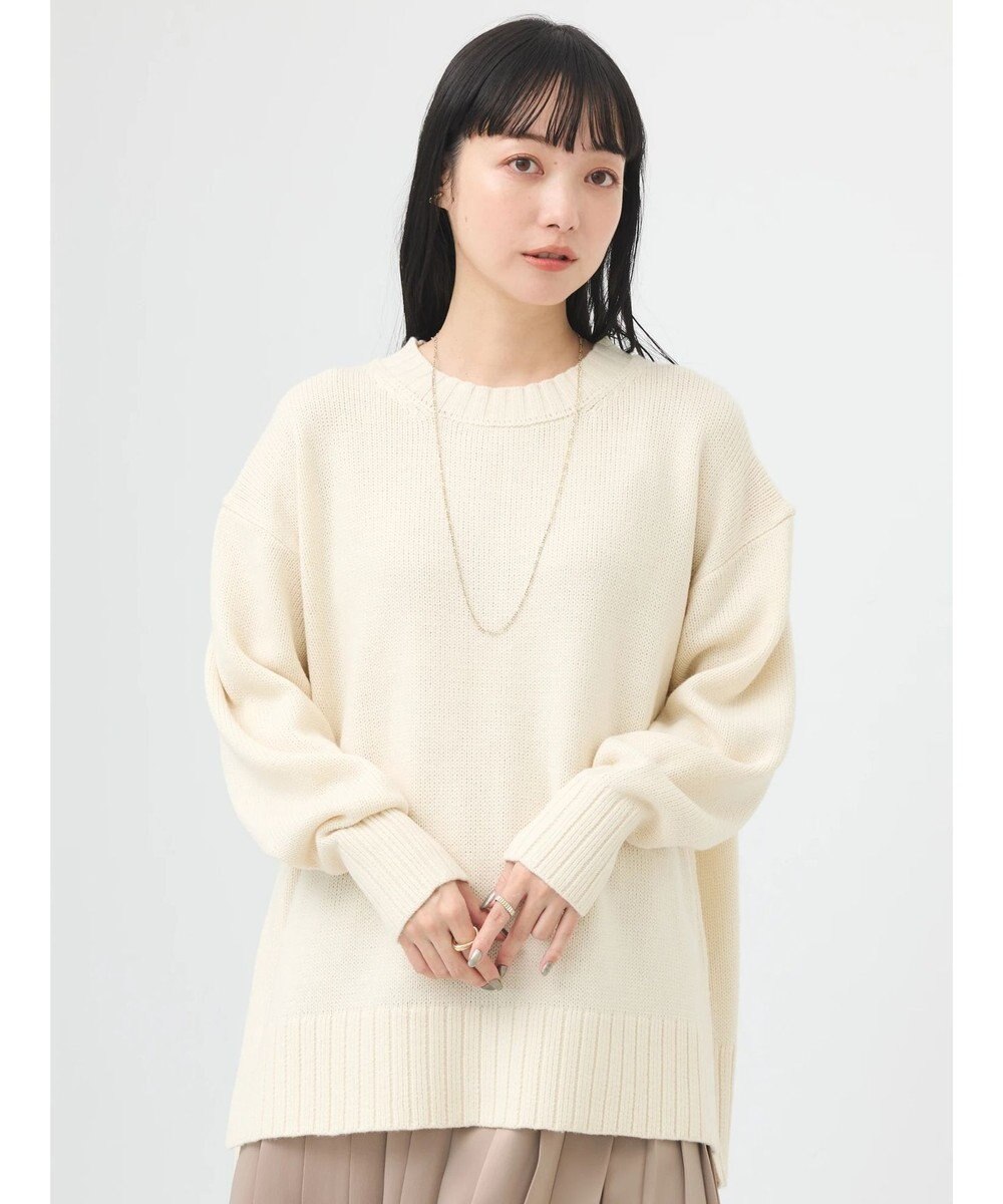 earth music&ecology ウォッシャブル脇スリットクルーネックプルオーバー 