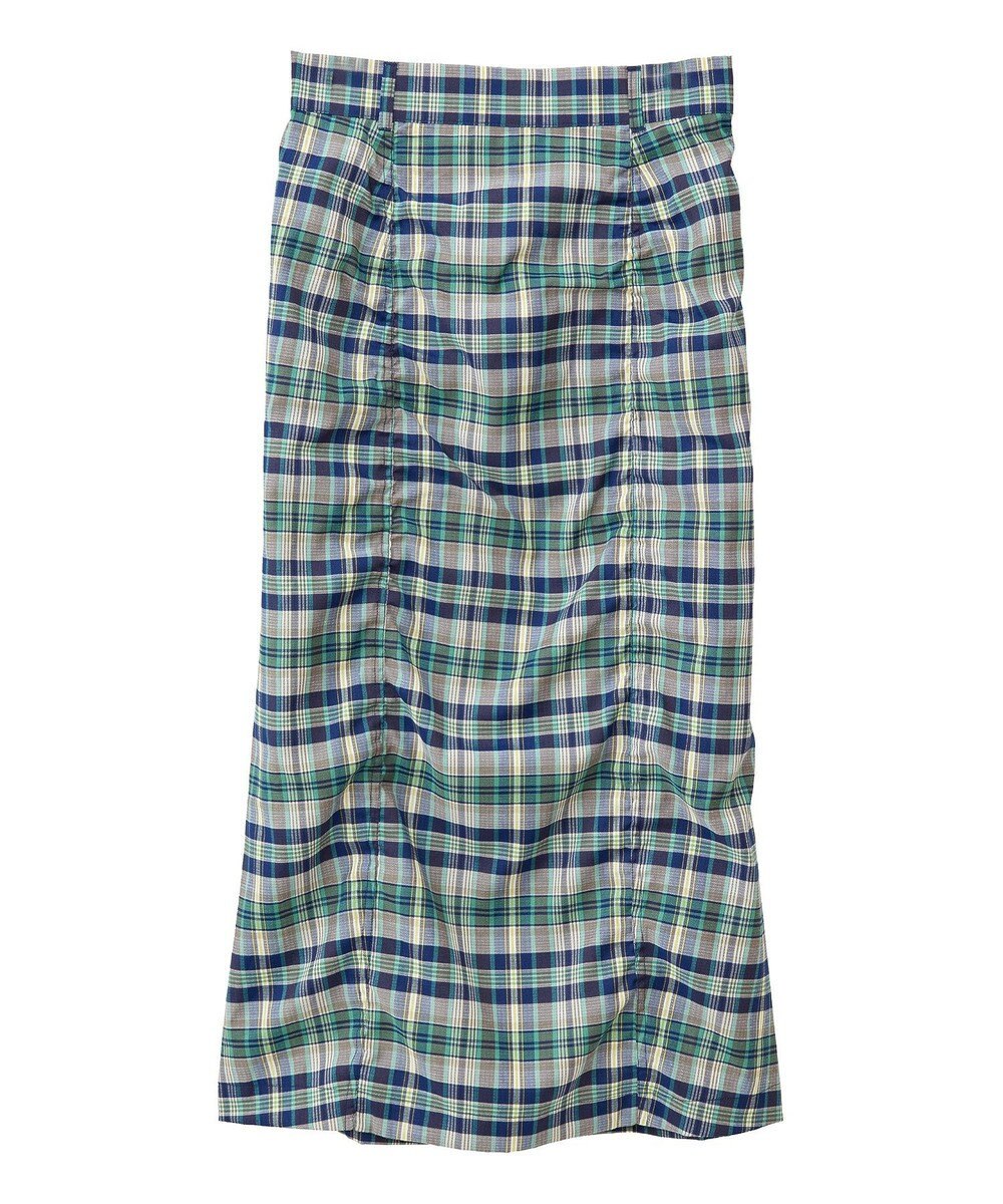 Green Parks チェック柄シャーリングＩラインスカート 