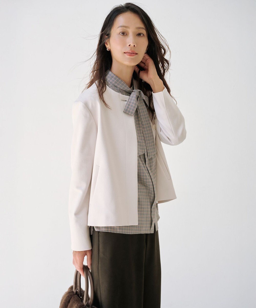 J.PRESS LADIES S 【WEB限定カラーあり】ツムギートflannel ノーカラー ジャケット 