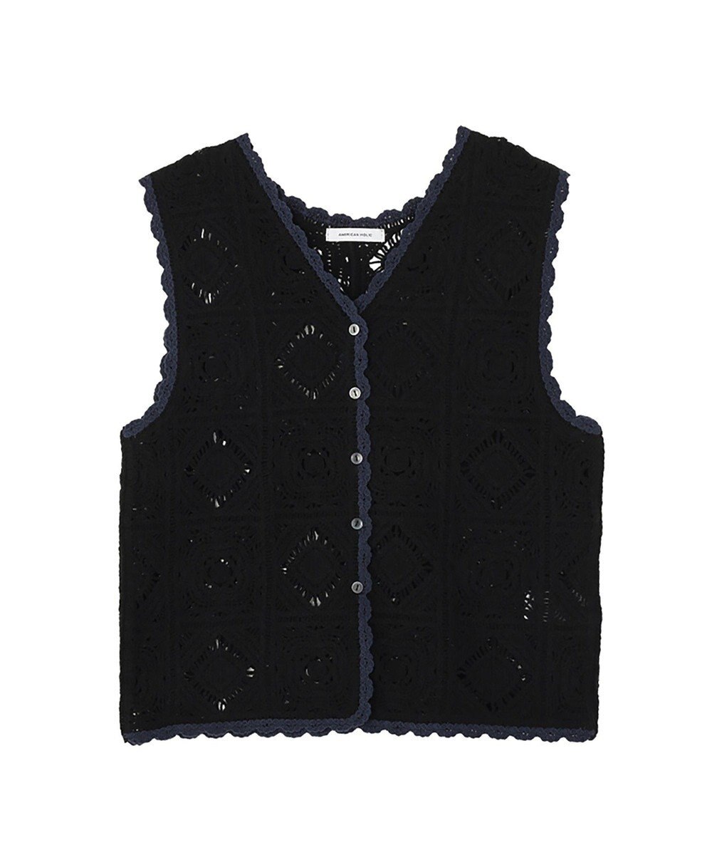 AMERICAN HOLIC クロシェ風ニットベスト 