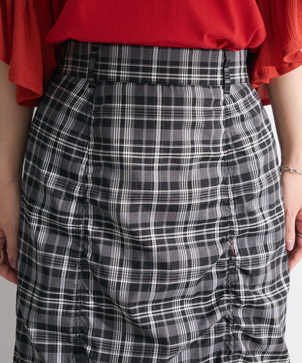 Green Parks チェック柄シャーリングＩラインスカート 