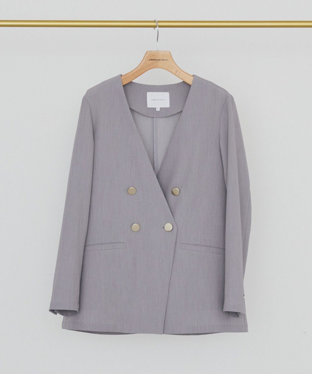 AMERICAN HOLIC 【イージーケア】ノーカラージャケット 