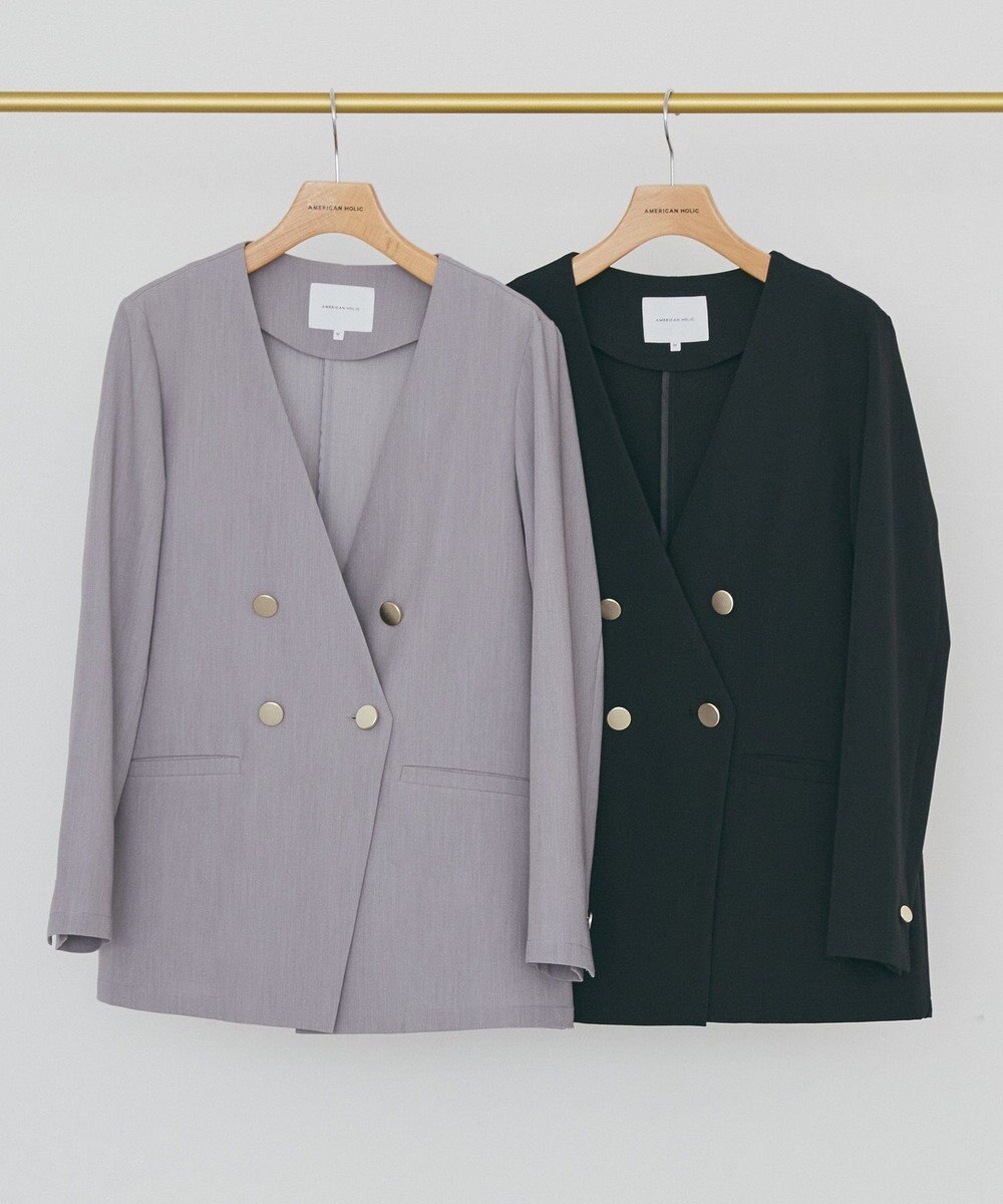 AMERICAN HOLIC 【イージーケア】ノーカラージャケット 