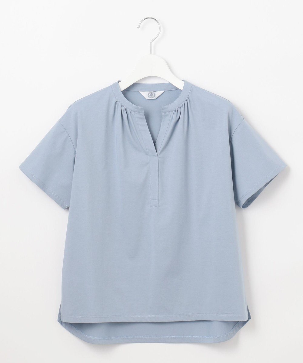 J.PRESS LADIES 【洗える・接触冷感】プレーティングジャージー バンドカラー カットソー 