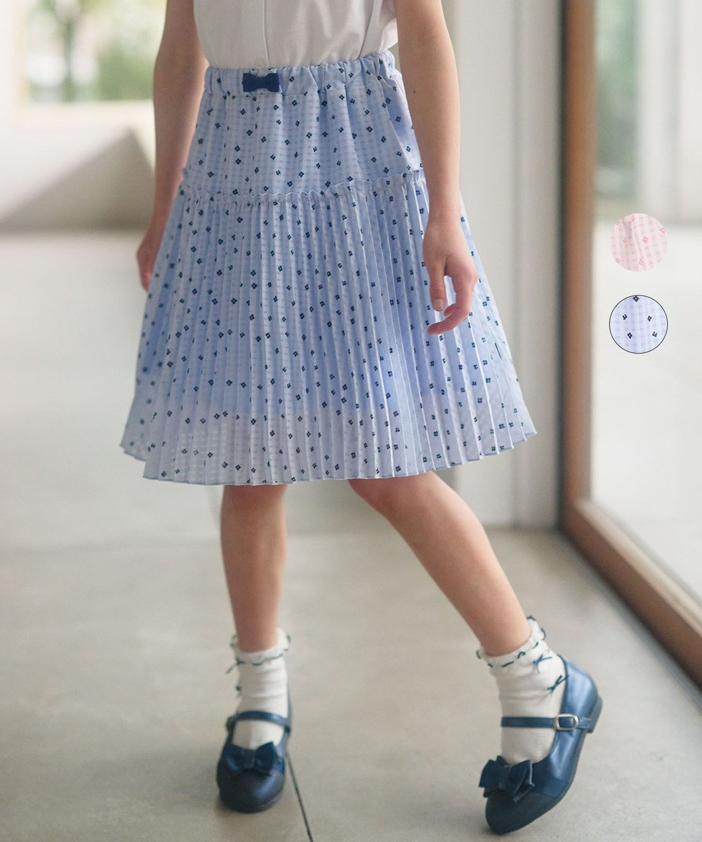 【110-140cm】Tiny Flower スカート, ミストブルー系5, 110