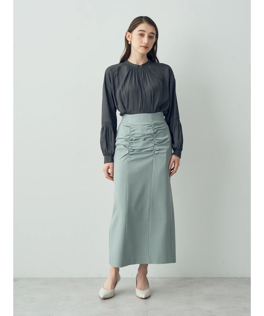 YECCA VECCA シャーリングロングナロースカート 