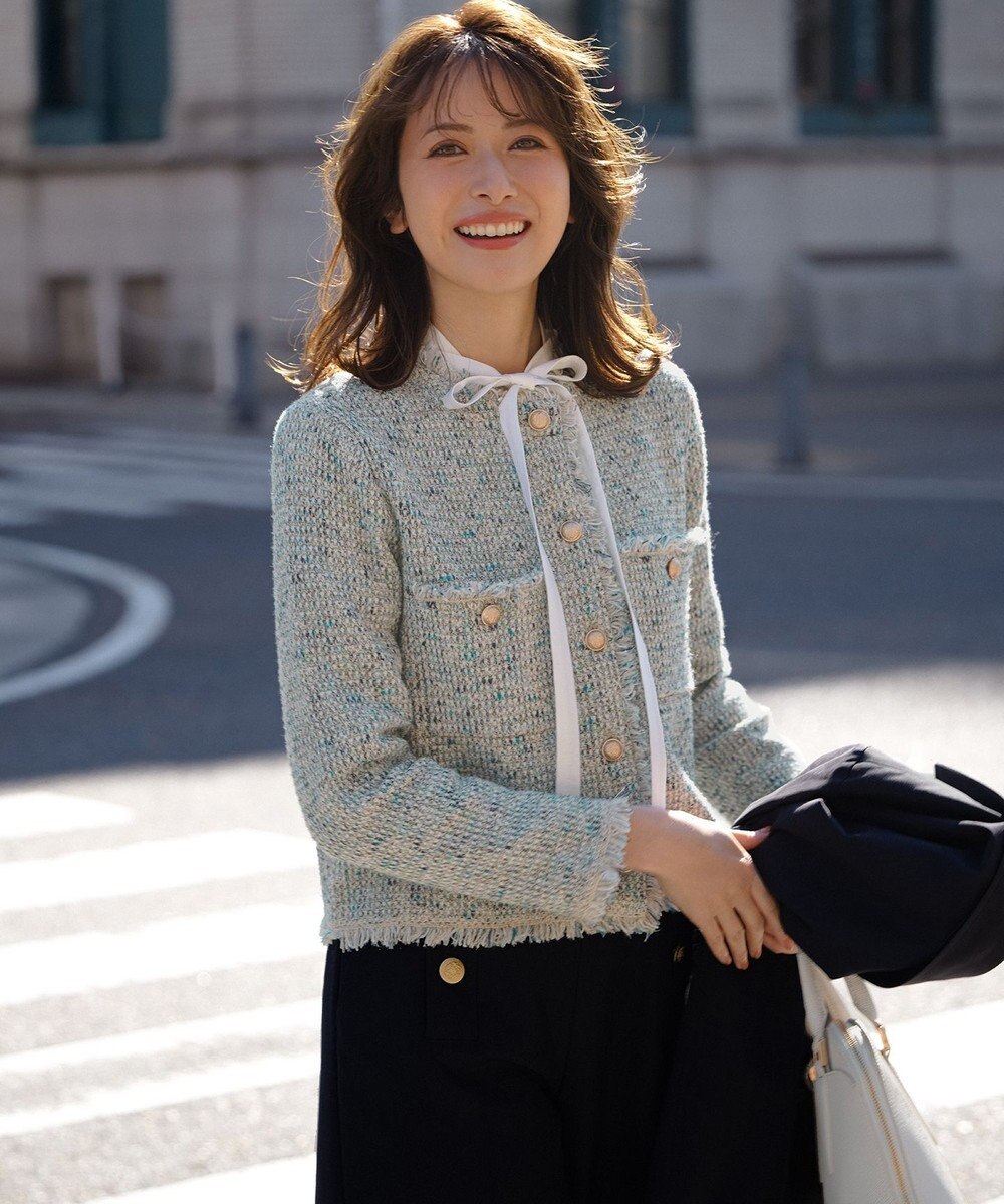 23区 【見上愛さん着用/新色追加/GLOW掲載】ツイード ニット ジャケット 