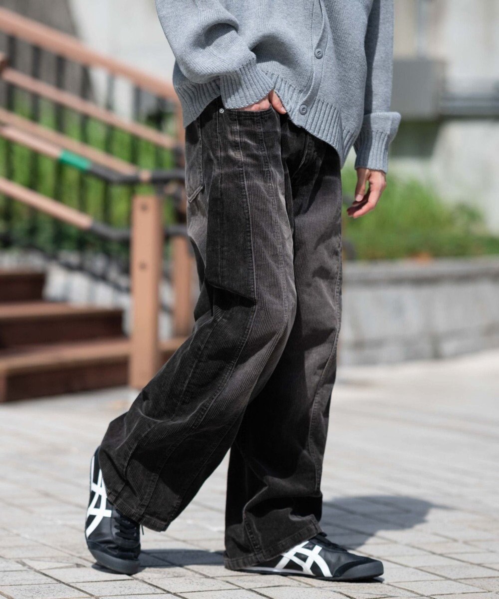 WEGO イージー3Dバレルレッグコーデュロイパンツ 