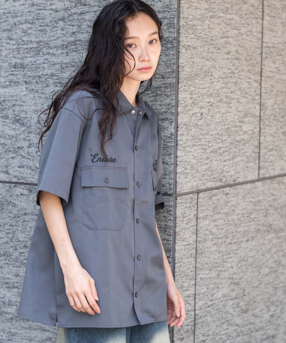 WEGO 【ユニセックス着用ITEM】刺繍ロゴツイルワークシャツ 