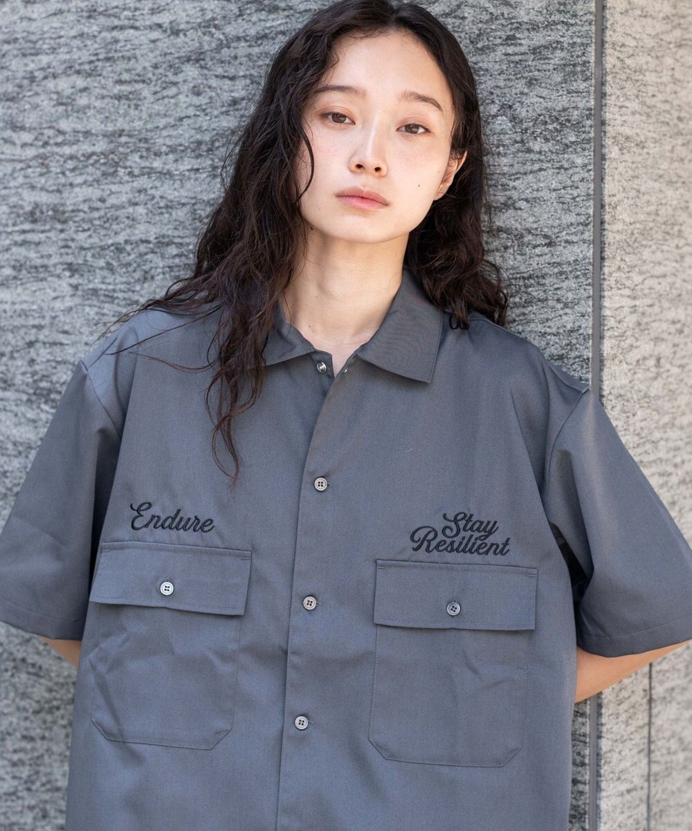 WEGO 【ユニセックス着用ITEM】刺繍ロゴツイルワークシャツ 