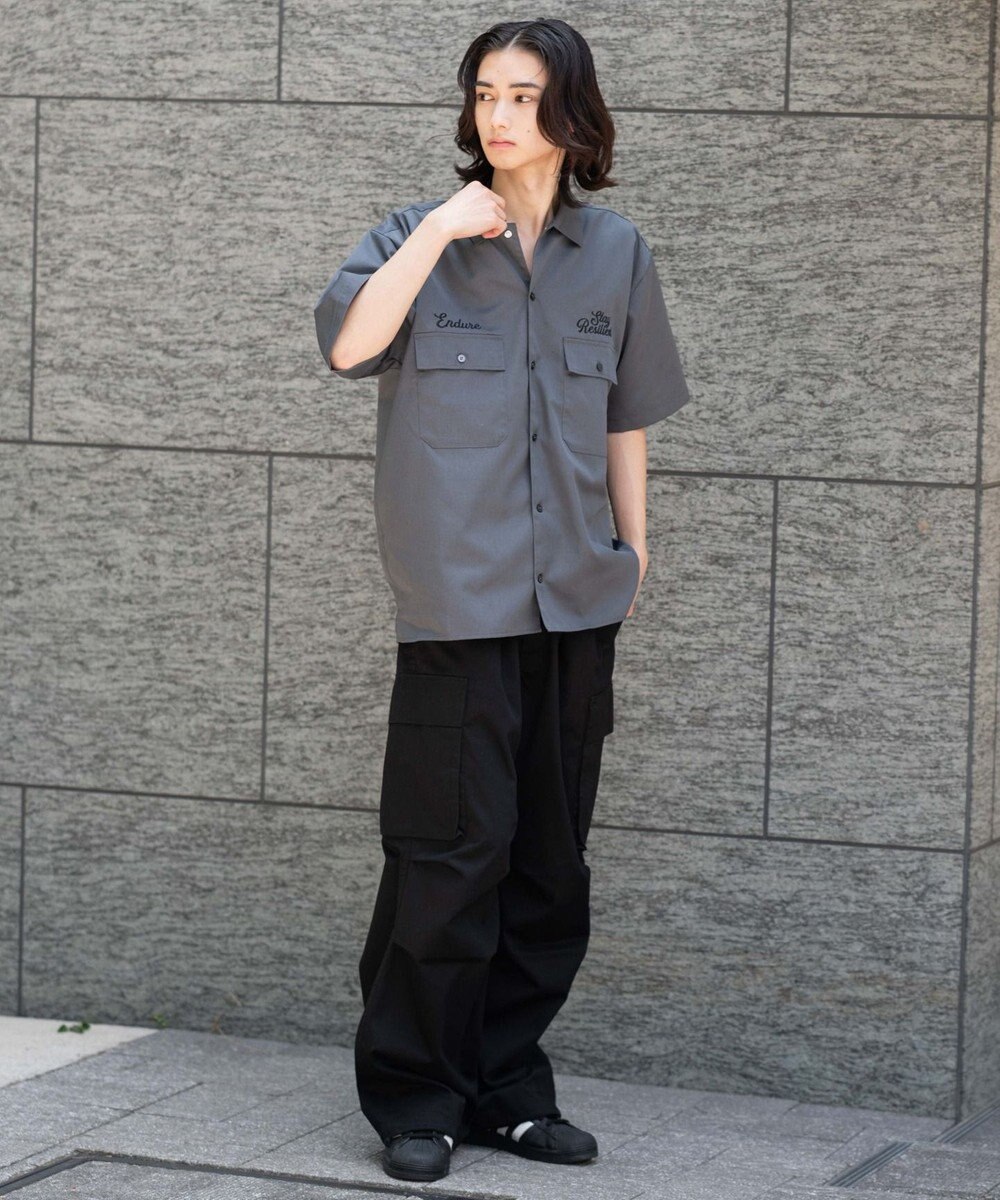 WEGO 【ユニセックス着用ITEM】刺繍ロゴツイルワークシャツ 