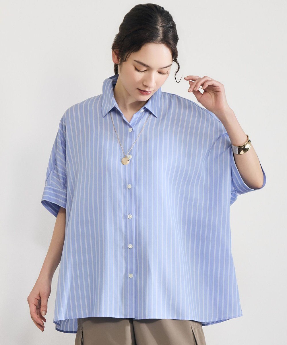 自由区 【接触冷感・UVケア・抗菌防臭・洗える】リヨセルポプリン ブラウス 