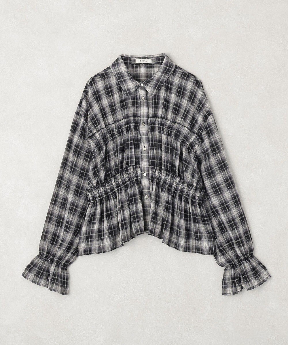 earth music&ecology シャーリングチェックシャツ 