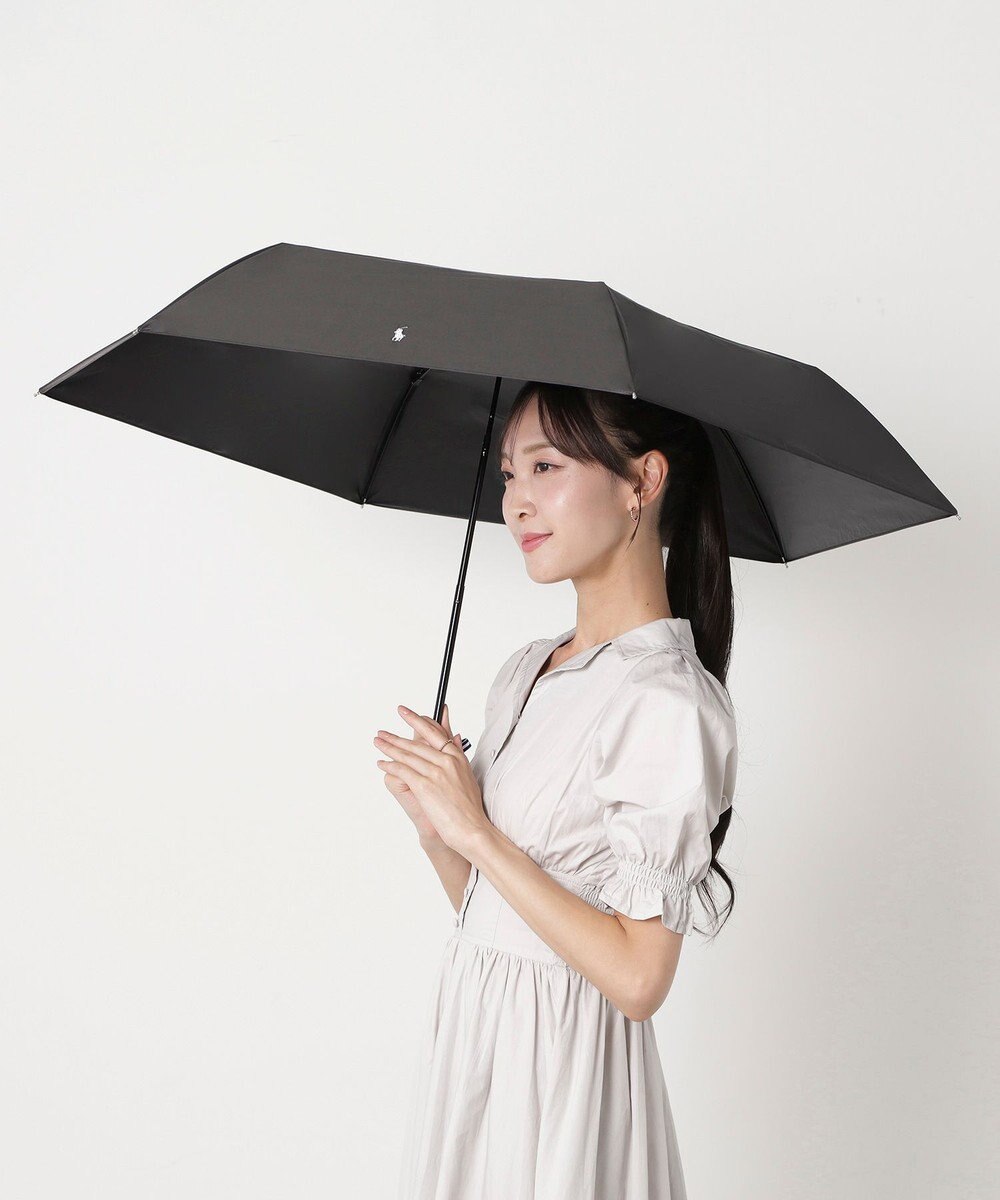 MOONBAT 【遮熱・遮光】POLO RALPH LAUREN(ポロ ラルフローレン)無地 PP刺繍 晴雨兼用 雨傘 折りたたみ傘 簡単開閉 