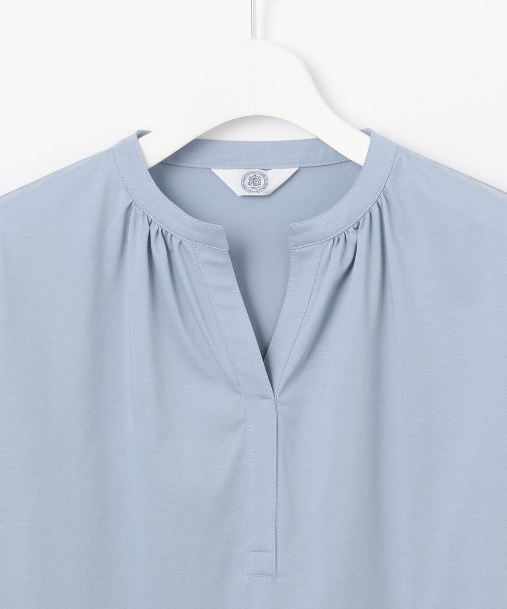 J.PRESS LADIES 【洗える・接触冷感】プレーティングジャージー バンドカラー カットソー 