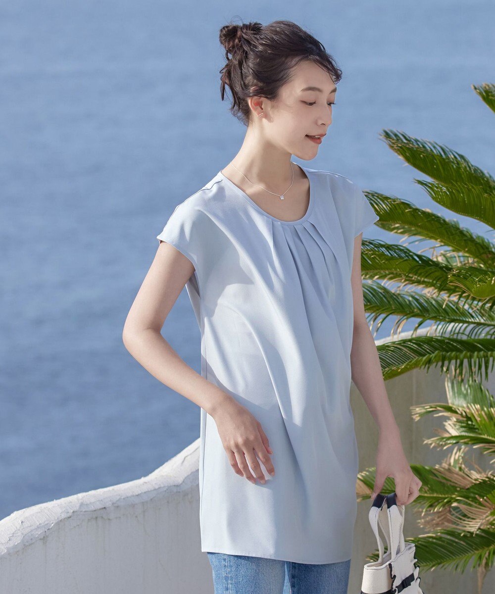 Tiaclasse 【洗える】フレアフレンチチュニックブラウス 