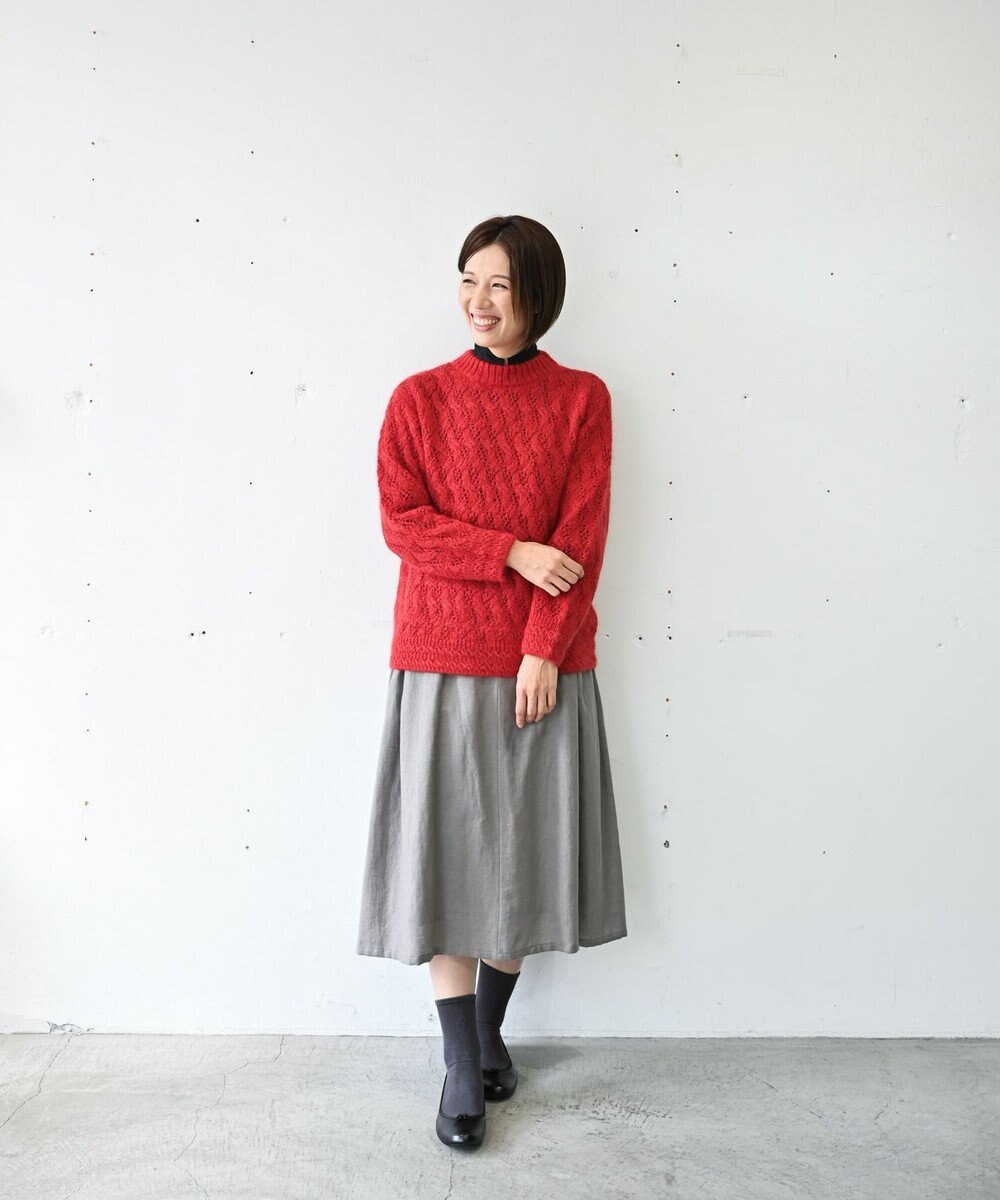 muuc 〈高品質シルク＆アンゴラモヘア〉模様編み ボトルネックセーター 