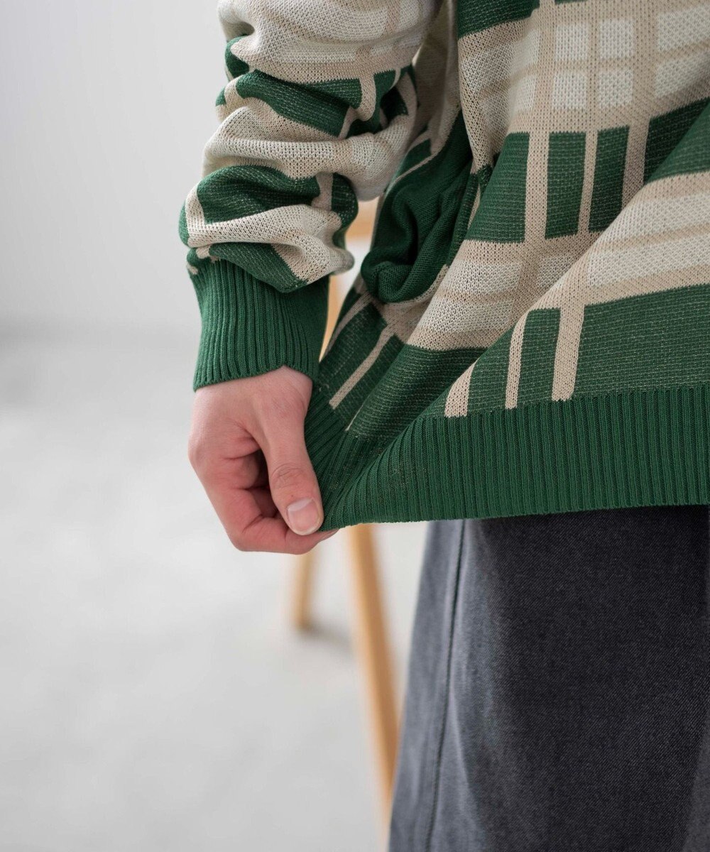 WEGO 【ユニセックス着用ITEM】オーバーフィットドライタッチパターンカーディガン 