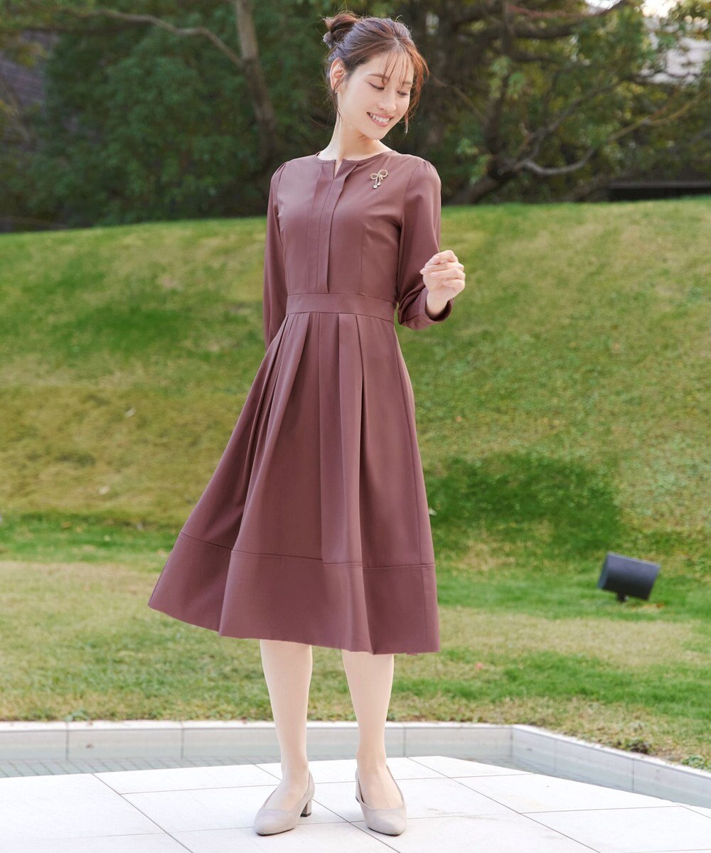 Tiaclasse 【セレモニー・新色追加】キーネックフレアワンピース 