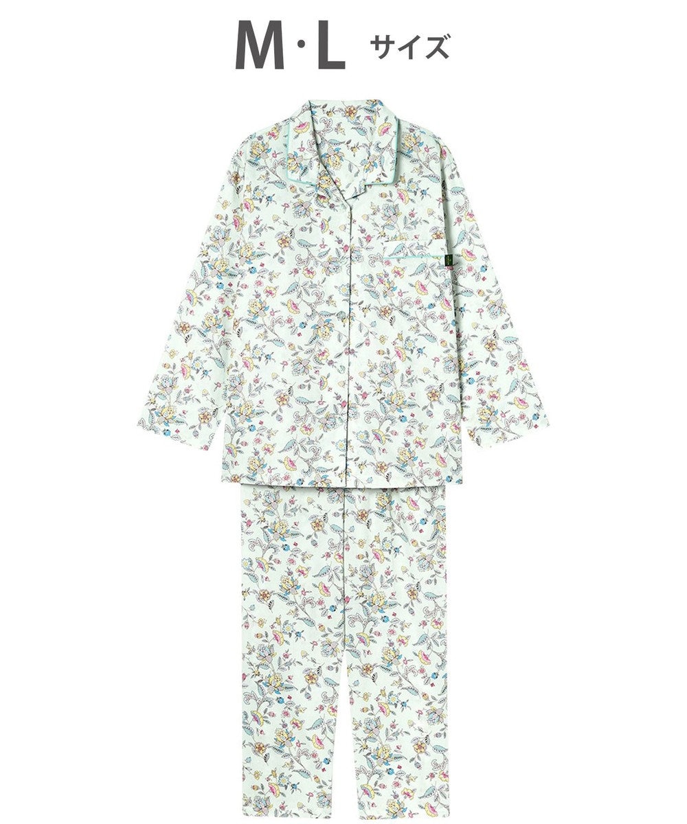 WACOAL ワコール_リラックス＆スリープ パジャマ 綿100%(本体) サテン 長袖 長ズボン ミントン レディース NDX555 /ワコール 