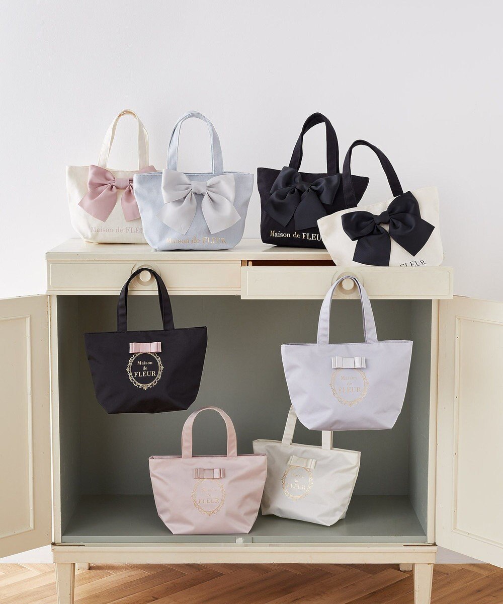 Maison de FLEUR EC限定 リボンキャンバストートバッグ 