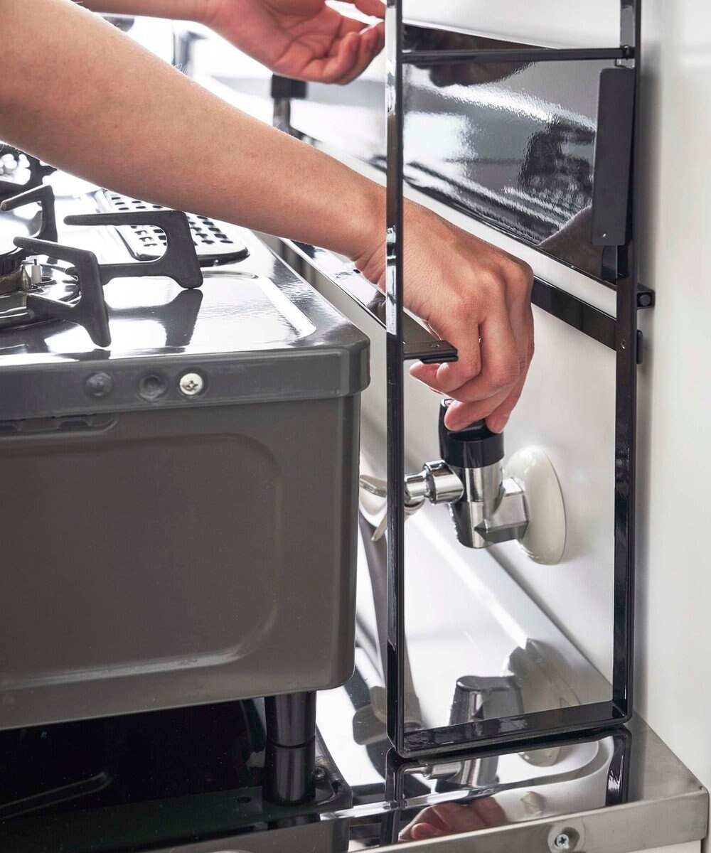 tower コンロ奥隙間ラック タワー 2段 ブラック 